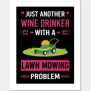 Wine Drinker Lawn Mowing Mower Lawnmower Posters and Art